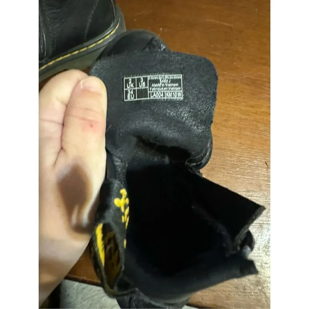 Black leather doc martens size 3